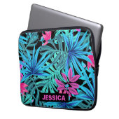 Hellrosa Blaues Tropenblumen Personalisiert Laptopschutzhülle (Vorderseite Links)