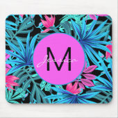 Hellrosa Blaues Tropenblumen Personalisiert Mousepad (Vorne)