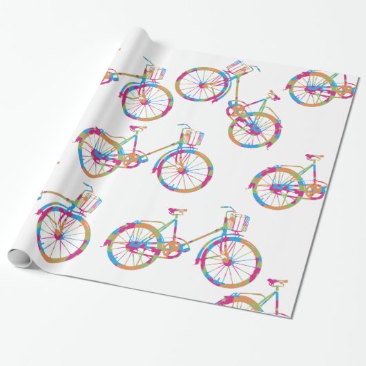 Hellrosa Blaugrün Vintages Retro-Fahrrad Geschenkpapier (Ungerollt)