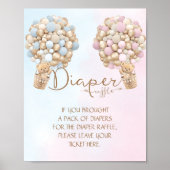 Hellrosa Blue Boy Girl Diaper Raffle Poster (Vorne)