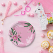 Hellrosa blühende Lilienpapier-Teller Pappteller (Party)