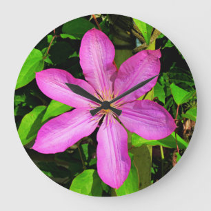 Hellrosa Blume Blühen und grüner Hintergrund Große Wanduhr
