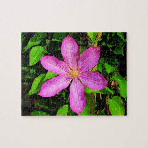 Hellrosa Blume Blühen und grüner Hintergrund Puzzle