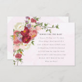 Hellrosa Blume Bücher für Babydusche Begleitkarte (Vorne/Hinten)