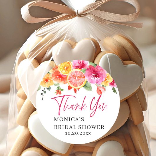 Hellrosa Blume Citrus Slice Brautparty Runder Aufkleber