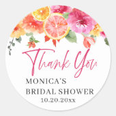 Hellrosa Blume Citrus Slice Brautparty Runder Aufkleber (Vorderseite)