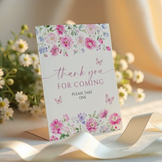 Hellrosa Blume Danke für die Teilnahme Sockelschild