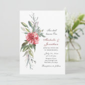 Hellrosa Blume Grün Christlich Hochzeit Einladung (Stehend Vorderseite)