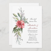 Hellrosa Blume Grün Christlich Hochzeit Einladung (Vorne/Hinten)