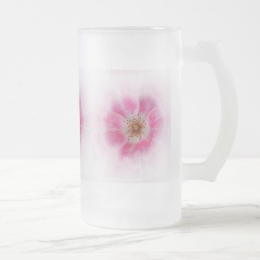 hellrosa Blume Mattglas Bierglas (Rechts)
