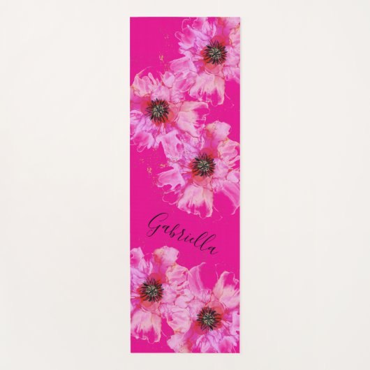 Hellrosa Blume mit Namen Yogamatte (Vorderseite)