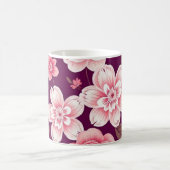 Hellrosa Blume Muster auf lila Kaffeetasse (Mittel)