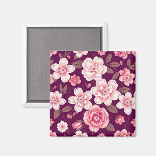 Hellrosa Blume Muster auf lila Magnet