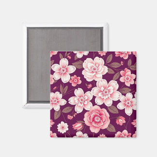 Hellrosa Blume Muster auf lila Magnet