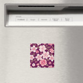 Hellrosa Blume Muster auf lila Magnet (In Situ (Geschirrspüler))