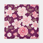 Hellrosa Blume Muster auf lila Magnet (Vorne)