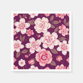 Hellrosa Blume Muster auf lila Serviette