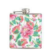 Hellrosa Blume Muster Girlandesign Flachmann (Vorderseite)