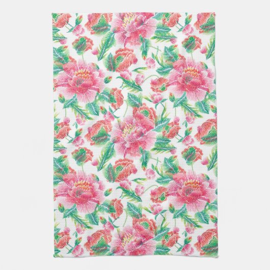 Hellrosa Blume Muster Girlandesign Geschirrtuch (Vertikal)