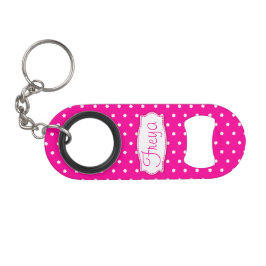 Hellrosa Blume Polka Punkte Name Flaschenöffner