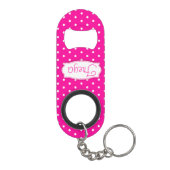 Hellrosa Blume Polka Punkte Name Flaschenöffner (Rückseite)