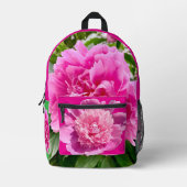 Hellrosa Blume Rucksack. Bedruckter Rucksack (Vorderseite)