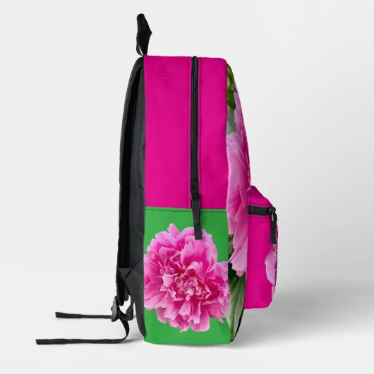 Hellrosa Blume Rucksack. Bedruckter Rucksack (Links)