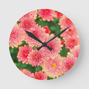 Hellrosa Blume Runde Wanduhr