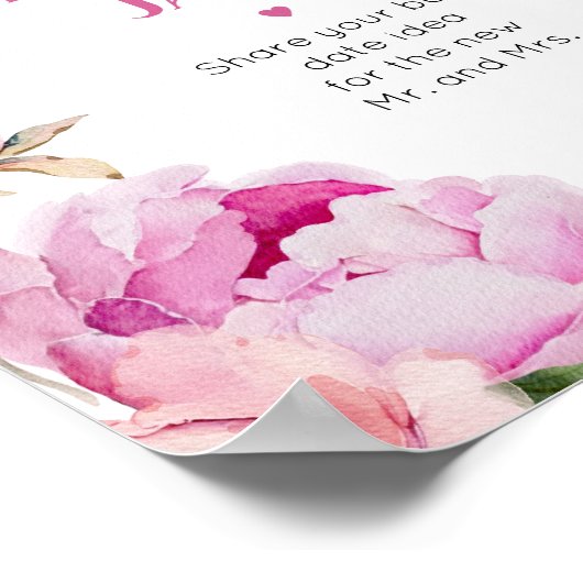 Hellrosa Blumen Datum Ideen Verabredung jar Poster (Ecke)