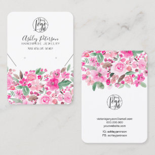 Hellrosa Blumen Logo Schmuck Ohrring Halskette Visitenkarte