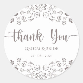 Hellrosa Blumendesign Elegante Hochzeit Runder Aufkleber