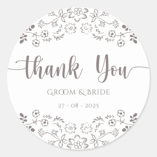 Hellrosa Blumendesign Elegante Hochzeit Runder Aufkleber (Vorderseite)