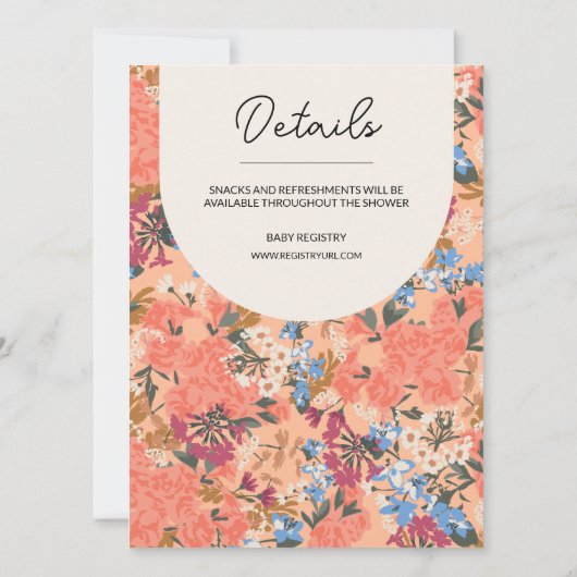 Hellrosa Blumendusche Einladung (Rückseite)