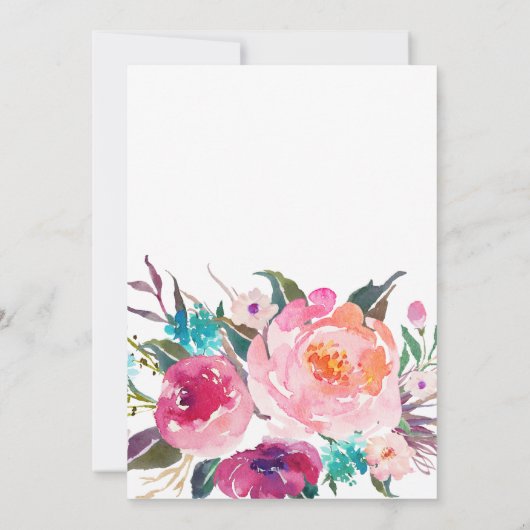 Hellrosa Blumendusche Einladung (Rückseite)