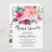 Hellrosa Blumendusche Einladung (Vorne/Hinten)