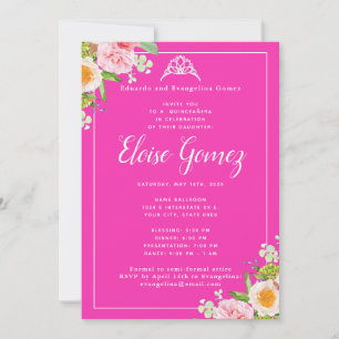 Hellrosa Blumenfrühling Quinceanera Einladung