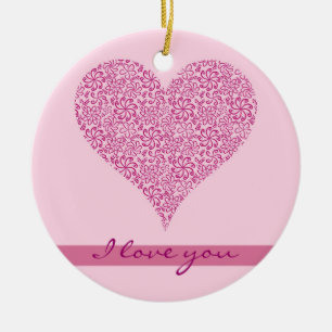 Hellrosa Blumenherz mit Namen Keramik Ornament