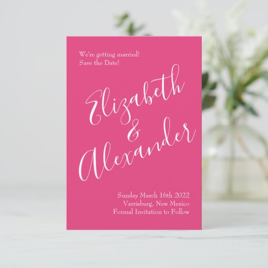 Hellrosa Blumenhochzeit speichern Sie das Datum Einladung (Stehend Vorderseite)