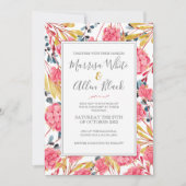 Hellrosa Blumenmuster Einladung (Vorderseite)
