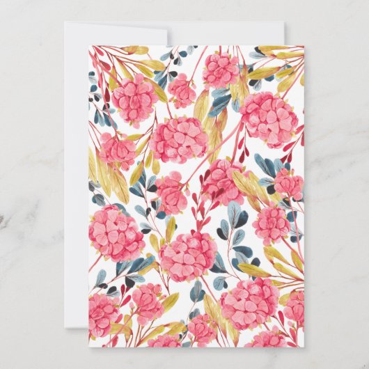 Hellrosa Blumenmuster Einladung (Rückseite)