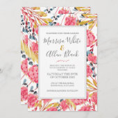 Hellrosa Blumenmuster Einladung (Vorne/Hinten)