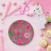 Hellrosa Blumenpapier-Teller Pappteller (Party)