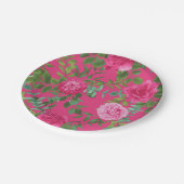 Hellrosa Blumenpapier-Teller Pappteller (Schrägansicht)