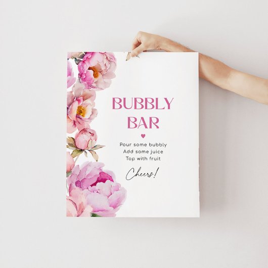 Hellrosa Blumenperle Bridal Bubbly Bar Poster
