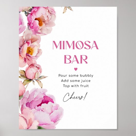 Hellrosa Blumenperle Bridal mimosa Bar Poster (Vorne)
