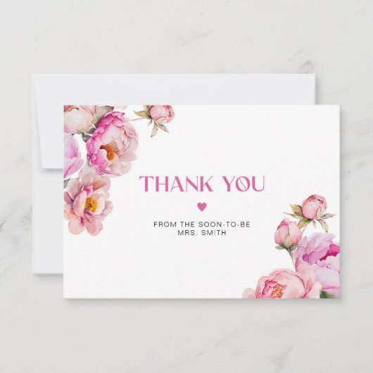 Hellrosa Blumenpony Bridal Dank Karte (Vorderseite)