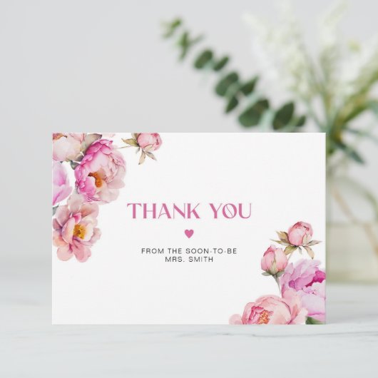 Hellrosa Blumenpony Bridal Dank Karte (Stehend Vorderseite)