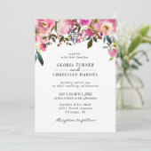 Hellrosa Blumenstrauß Einladung (Stehend Vorderseite)