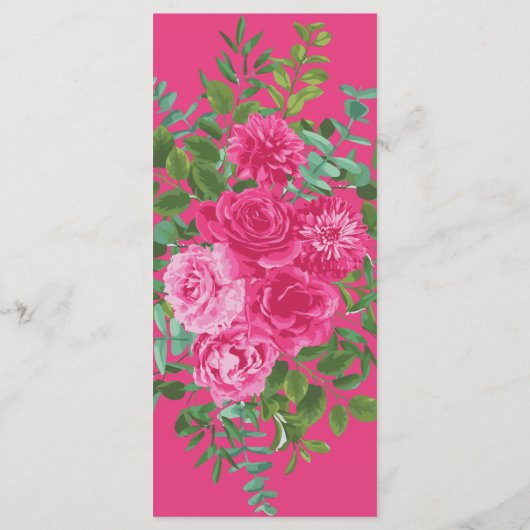 Hellrosa Blumenzehen Menükarte (Rückseite)