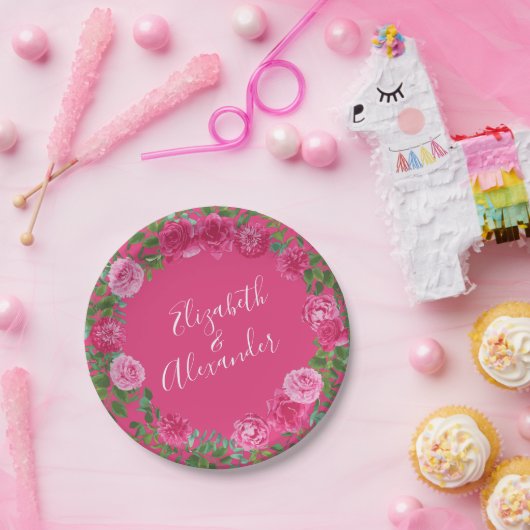 Hellrosa Blumenzehen Pappteller (Party)